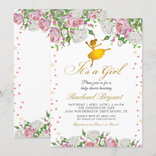 Gold Ballerina's meisje-Baby shower Kaart