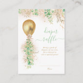 Gold ballon Eucalyptus Gold Glitter Diaper Raffle Informatiekaartje (Voorkant)