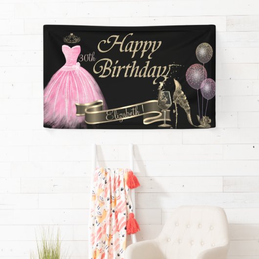 Gold-ballonnen, glas, hiel, vormdruk, zwart spandoek (Insitu)