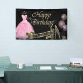 Gold-ballonnen, glas, hiel, vormdruk, zwart spandoek (Beurs)