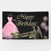 Gold-ballonnen, glas, hiel, vormdruk, zwart spandoek (Horizontaal)