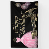 Gold-ballonnen, glas, hiel, vormdruk, zwart spandoek (Verticaal)