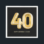 Gold Balloon 40th Birthday Party Napkins Servet<br><div class="desc">De servetten van de partij voor een 40e verjaardag in een gouden 40 ballonontwerp. Pas je geboortebericht aan. Heb je een aangepast kleurenverzoek? Neem contact met me op. Ik wil graag helpen.</div>