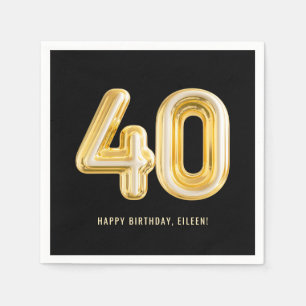 Gold Balloon 40th Birthday Party Napkins Servet