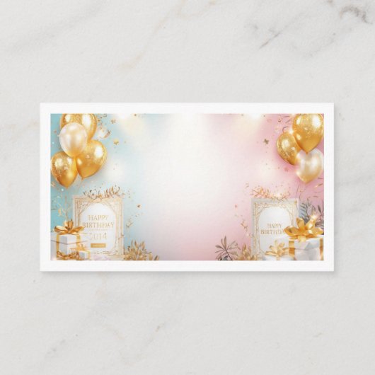 Gold Balloon Birthday Enclosure Card Informatiekaartje (Achterkant)