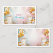 Gold Balloon Birthday Enclosure Card Informatiekaartje (Voorkant / Achterkant)