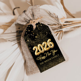 Gold Balloon Cheers New Year Eve Party Gift Tags Cadeaulabel