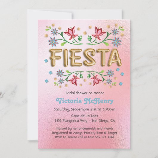 Gold Balloon Fiesta Bruids Douche Uitnodigingen (Voorkant)