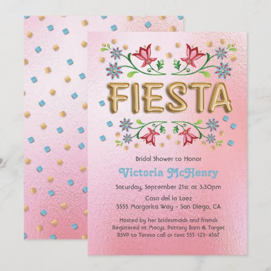 Gold Balloon Fiesta Bruids Douche Uitnodigingen (Voorkant / Achterkant)