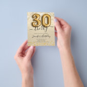 Gold Balloon Glitter 30th Birthday Party Invite Flyer (Hand)