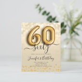 Gold Balloon Glitter 60th Birthday Party Invite (Staand voorkant)