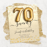 Gold Balloon Glitter 70th Birthday Party Invite Flyer<br><div class="desc">Elegant 70th Birthday Party Gold Balloon sjabloon uitnodiging Glitter. Geweldige verjaardagsfeestjes voor mannen en vrouwen.</div>