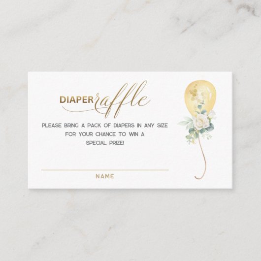 Gold Balloon Greenery Diaper Raffle Insert Card Informatiekaartje (Voorkant)
