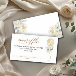 Gold Balloon Greenery Diaper Raffle Insert Card Informatiekaartje