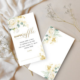 Gold Balloon Greenery Diaper Raffle Insert Card Informatiekaartje