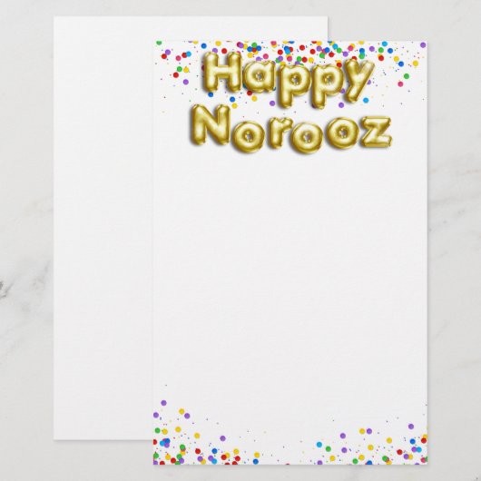 Gold Balloon Happy Norooz Persian Nieuwjaar Briefpapier (Voorkant / Achterkant)