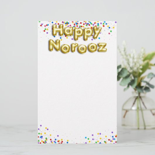 Gold Balloon Happy Norooz Persian Nieuwjaar Briefpapier (Staand voorkant)