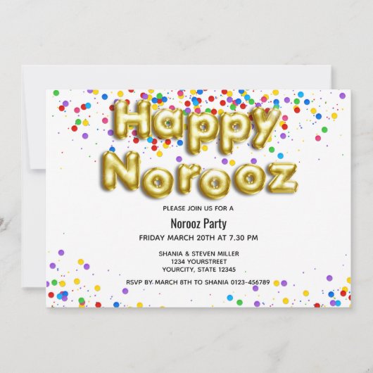 Gold Balloon Happy Norooz Persian Nieuwjaar Kaart (Voorkant)