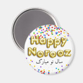Gold Balloon Happy Norooz Persian Nieuwjaar Magneet (Voorkant / Achterkant)