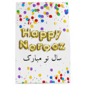 Gold Balloon Happy Norooz Persian Nieuwjaar Medium Cadeauzakje (Voorkant)