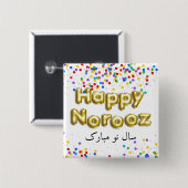 Gold Balloon Happy Norooz Persian Nieuwjaar Vierkante Button 5,1 Cm (Voorkant /achterkant)