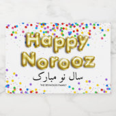 Gold Balloon Happy Norooz Persian Nieuwjaar Voedselcontainer Etiket (Enkel label)