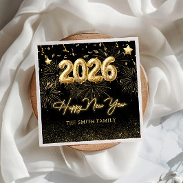 Gold Balloon New Years Eve Party Paper Napkin Servet