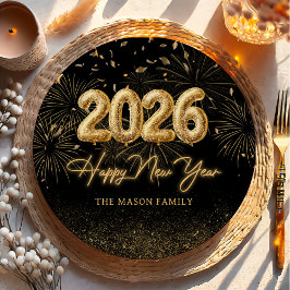 Gold Balloon New Years Eve Party Paper Plates  Papieren Bordje