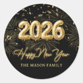 Gold Balloon New Years Eve Party Sticker (Voorkant)
