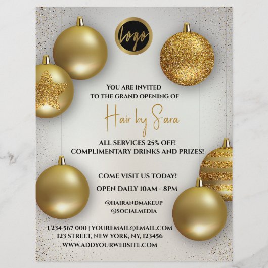 Gold Balloon prijzen logo We zijn open Flyer (Voorkant)