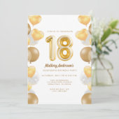 Gold Balloons 18e verjaardag Kaart (Staand voorkant)