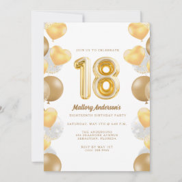 Gold Balloons 18e verjaardag Kaart