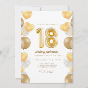 Gold Balloons 18e verjaardag Kaart
