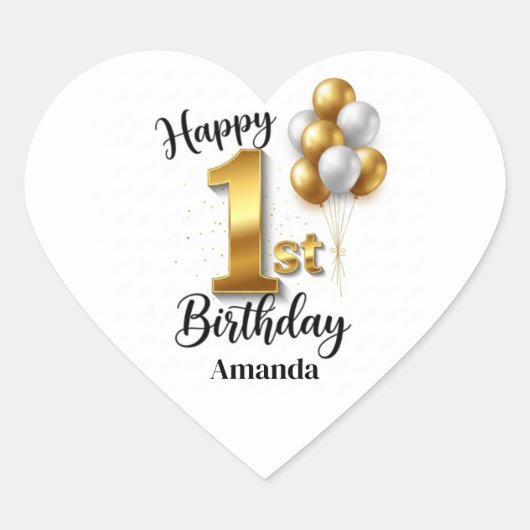 Gold Balloons 1st Birthday Sticker Sheet (Voorkant)