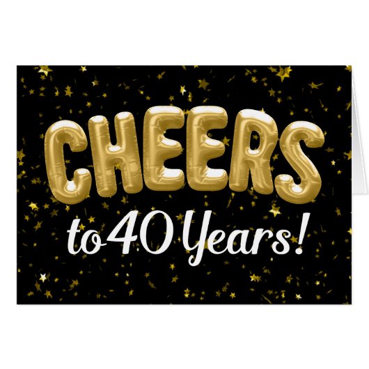 Gold Balloons Cheers tot 40 jaar 40e verjaardag (Voorkant Horizontaal)