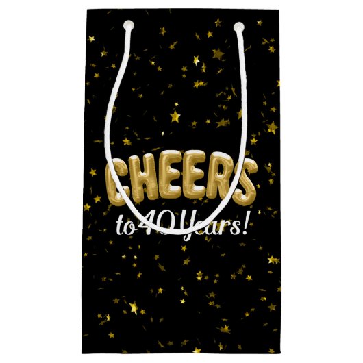Gold Balloons Cheers tot 40 jaar 40e verjaardag Klein Cadeauzakje (Voorkant)