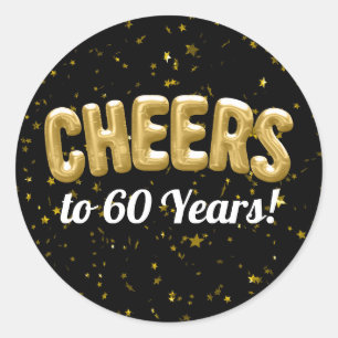 Gold Balloons Cheers tot 60 jaar 60e verjaardag Ronde Sticker