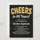 Gold Balloons Cheers tot 80 jaar 80e verjaardag Kaart (Voorkant)