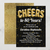 Gold Balloons Cheers tot 80 jaar 80e verjaardag Kaart (Voorkant / Achterkant)