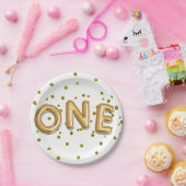 Gold Balloons en Confetti, een eerste verjaardag Papieren Bordje (Feest)