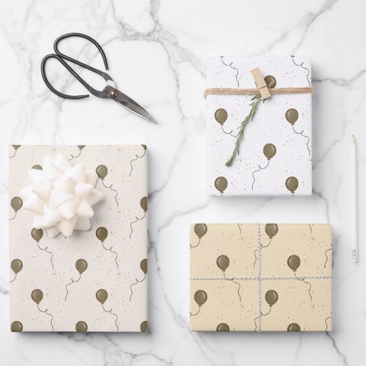 Gold Balloons en Sparkly Sky Wedding Inpakpapier Vel (Voorkant)