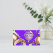 Gold Balloons Paarse Party Evenementenplanner Visitekaartje (Staand voorkant)