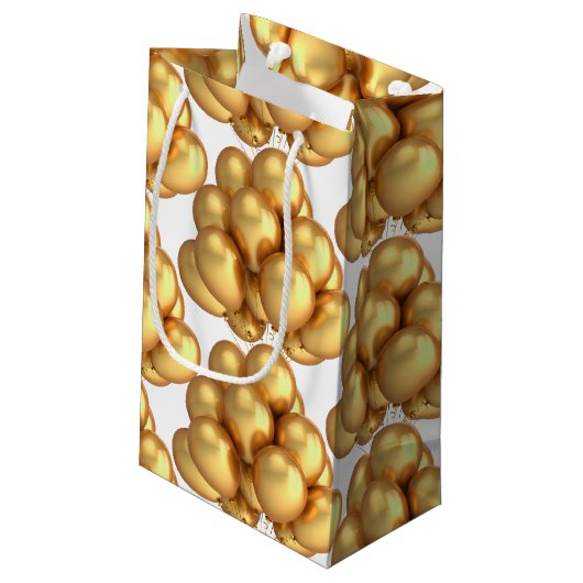 Gold Balloons Papiertas Klein Cadeauzakje (Achterkant Gekanteld)