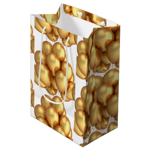 Gold Balloons Papiertas Medium Cadeauzakje (Voorkant Gekanteld)
