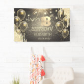 Gold Balloons Stars Glitter Drip 18th Birthday Spandoek (Insitu)