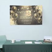 Gold Balloons Stars Glitter Drip 18th Birthday Spandoek (Beurs)
