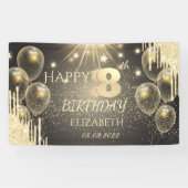 Gold Balloons Stars Glitter Drip 18th Birthday Spandoek (Horizontaal)