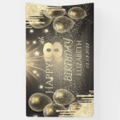 Gold Balloons Stars Glitter Drip 18th Birthday Spandoek (Verticaal)