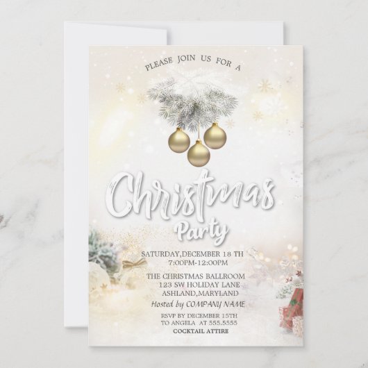 Gold Balls Cadeaus Kerstbedrijf Kaart (Voorkant)