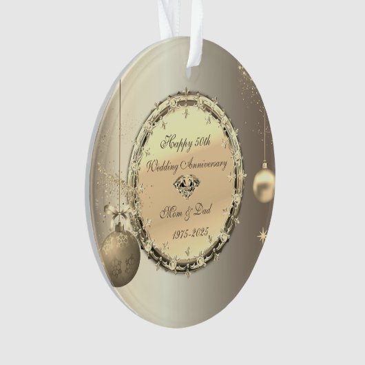 Gold Balls Diamonds 50ste bruiloft Jubileum Ornament (voorkant)